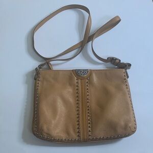 Brighton Tan Leather Crossbody Bag with Studded Accents